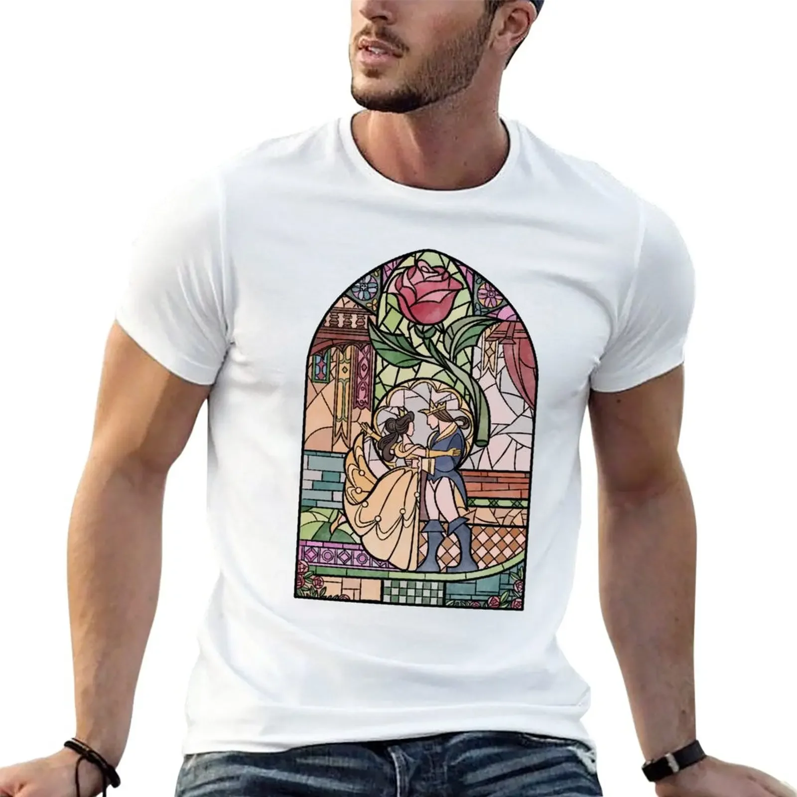 Enchanted Stained Glass T-Shirt plain vintage Short sleeve tee men