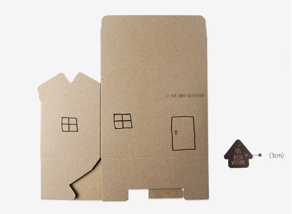 10/30/50 stücke Süßigkeiten Papier Box Kraft Papier Kleine Haus Geformte Box Keks Dessert Bull Candy Box Festival party Geschenk Verpackung Box – Detail 7