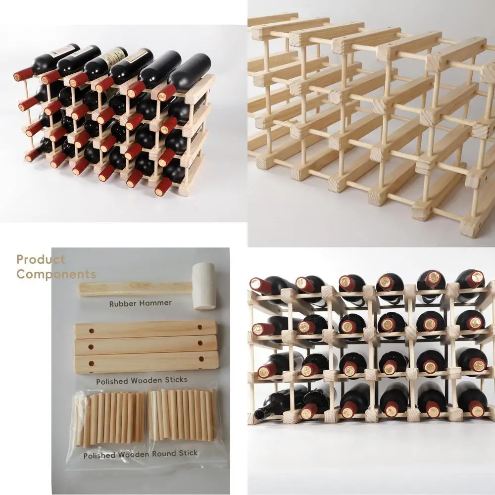 

Прочная деревянная трехъярусная винная полка, вмещает 24 бутылки, решение для хранения своими руками