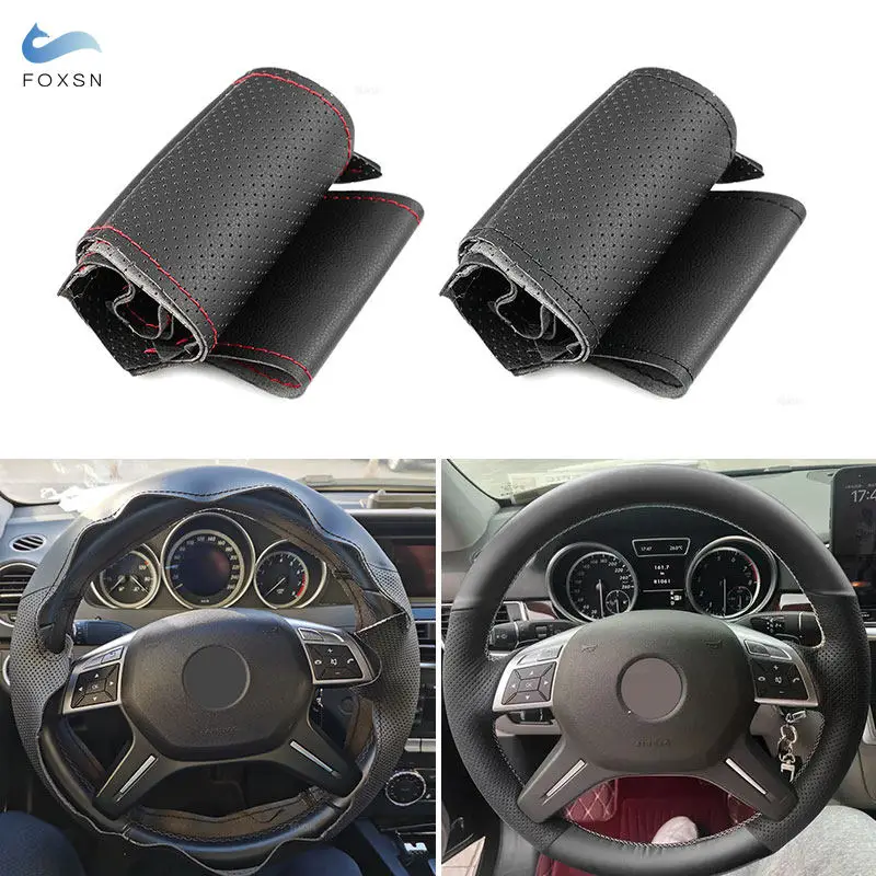 Hand-stitched Car Steering Wheel Leather Cover For Mercedes Benz C M Class W204 W166 2011-2015 GL G-Class X166 W463 2013-2018