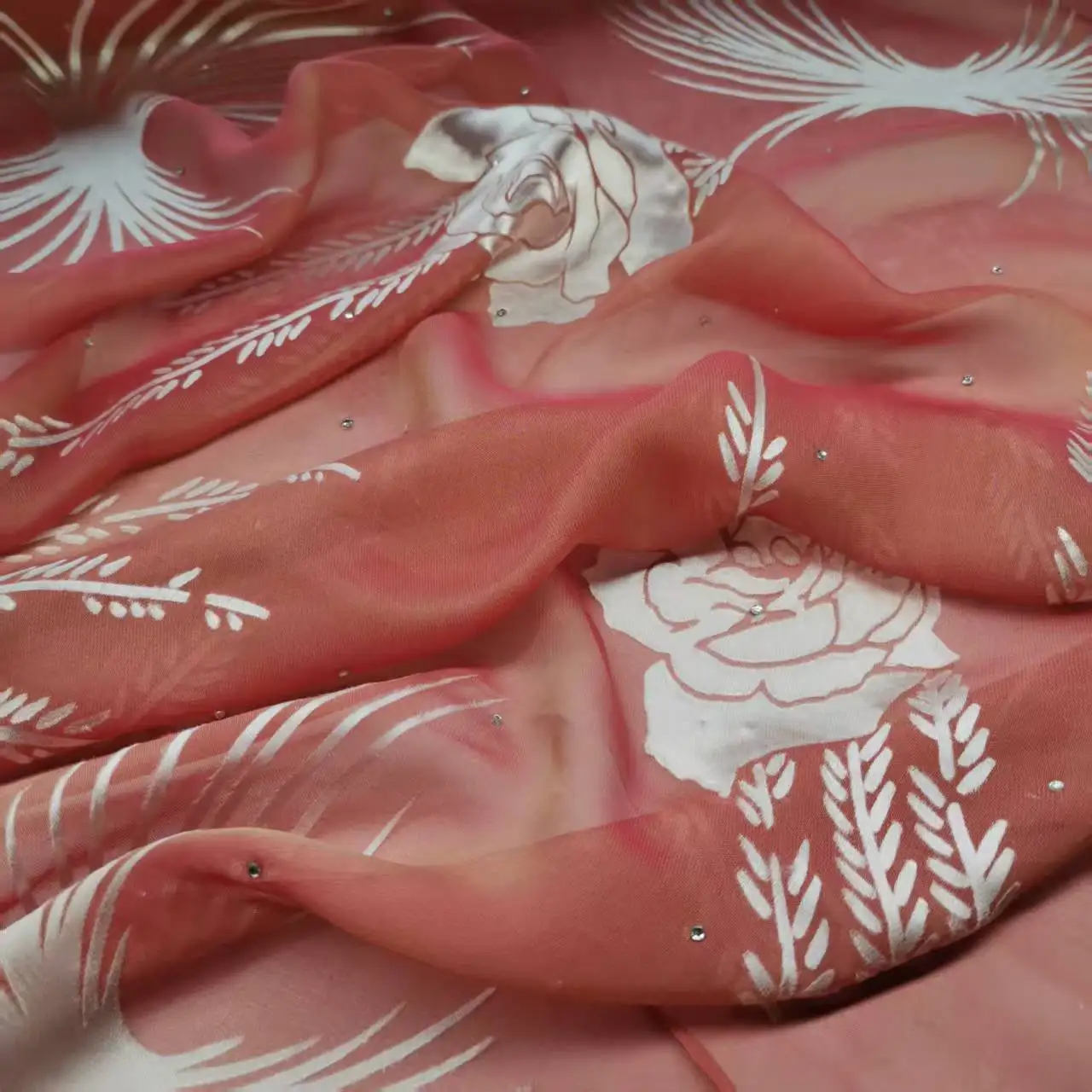 On Sale Sequin Silk Viscose Fabric Soft Burn-Out Pattern DIY Swissdot Cloth Dress Scarf Material