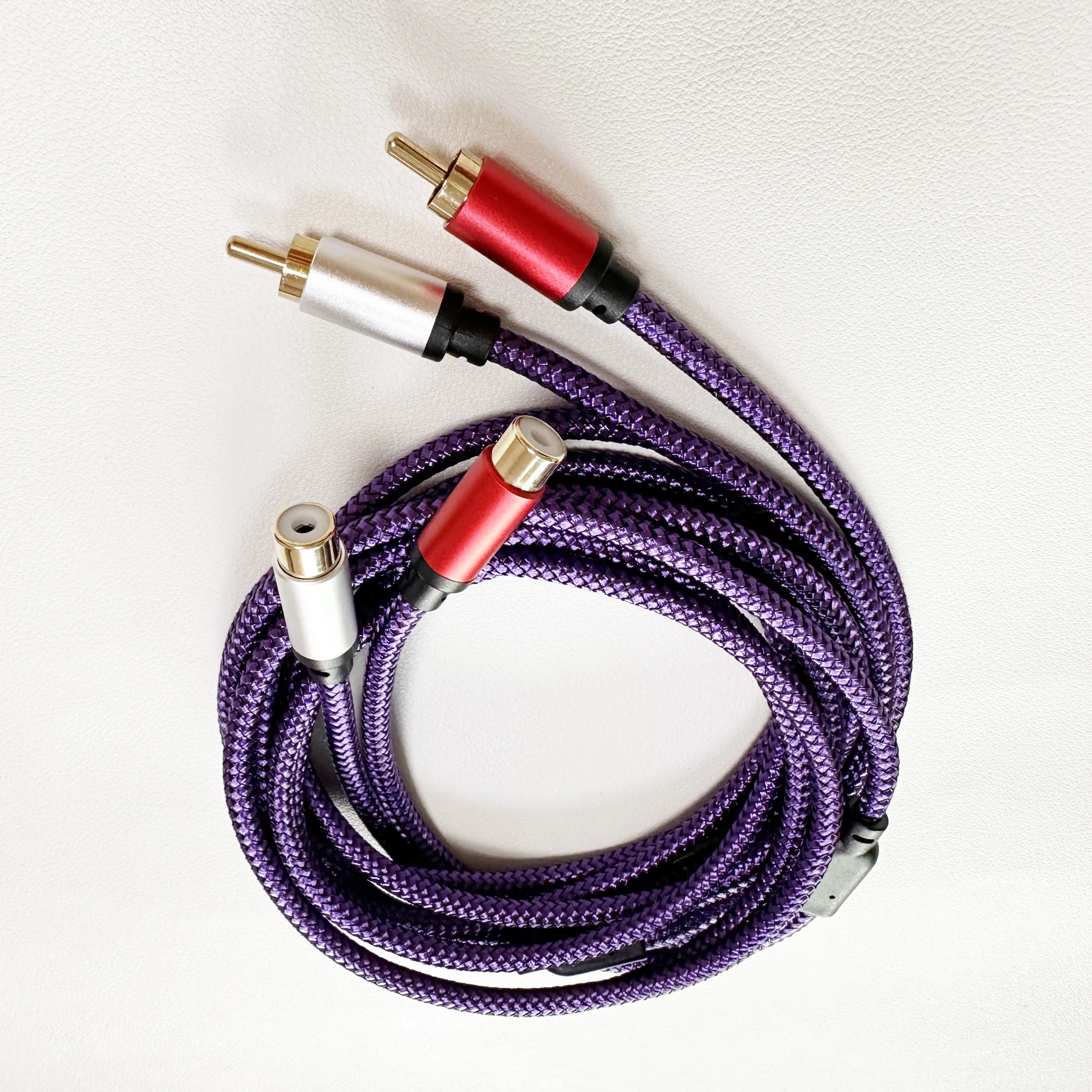 2RCA macho a 2RCA hembra, 2 cables de extensión RCA trenza de nailon 2 RCA macho a 2 RCA hembra Cable de extensión de Audio estéreo 5m/20m