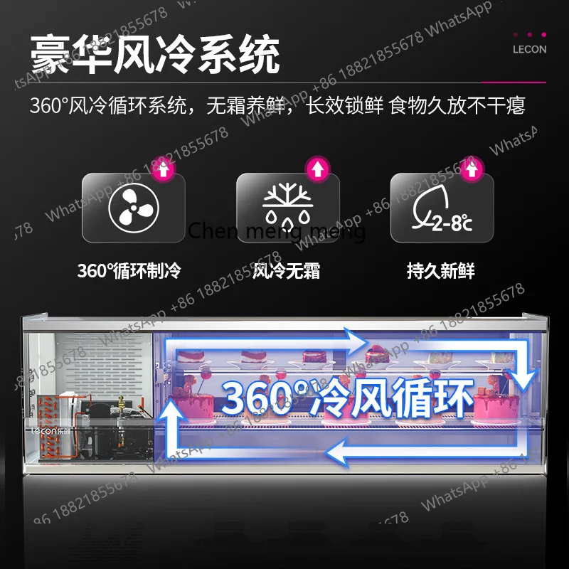 خزانة عرض السوشي لسطح المكتب، كعكة الفاكهة التجارية، كريسبرا، متجر المراحة، فريزر الطعام