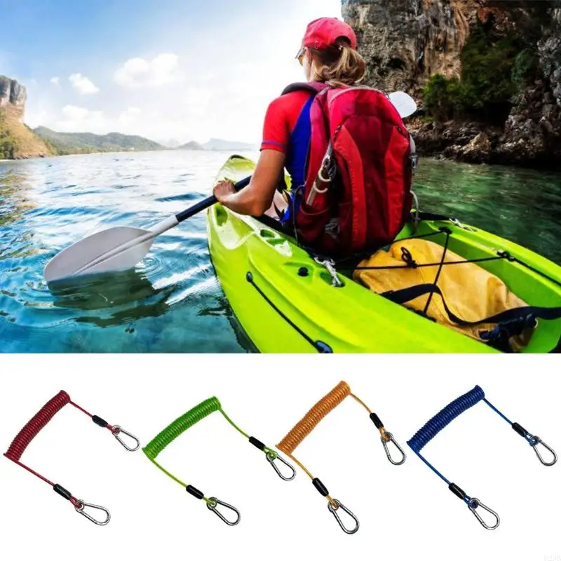 U2JB Kayak Paddle Leash Ferramenta segurança Acessórios caiaques caiaques hastes enroladas para caiaque corda tração