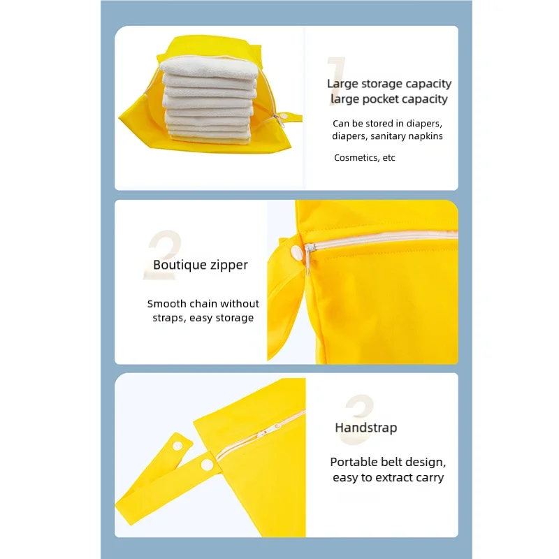 حقيبة تخزين مقاومة للماء بلون سادة مقاس 30 × 40 سم - حقيبة حفاضات أطفال قابلة لإعادة الاستخدام، حقيبة مستحضرات تجميل للسفر، يوجا قابلة للغسل ومنظم محمول #6