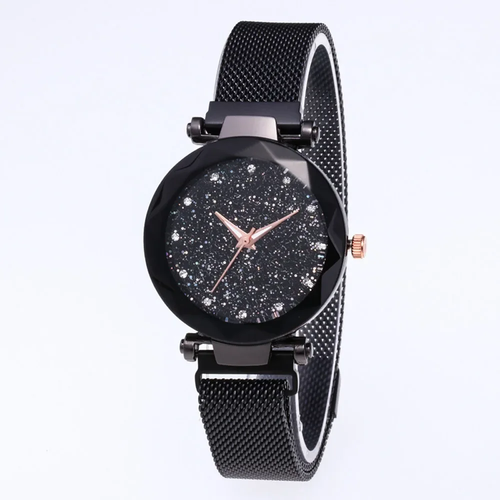 Luxury Magnetic Starry Sky Watch for Women Crystal Analog Quartz Wristwatches Ladies  For Gift Clock