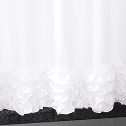 White Lace Shower Curtain Polyester Fabric Bath Curtain Waterproof Ruffles Design Shower Curtain with Hooks Bathroom Supplies