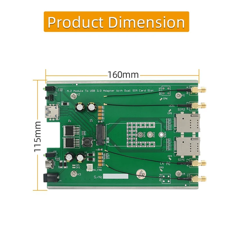 Kit adaptateur M.2(NGFF) 3G/4G/5G vers USB 3.0 avec emplacement pour carte EpiCard double et antenne 4X2.4G/5G pour Thom500Q GM800 SIM8200 5G