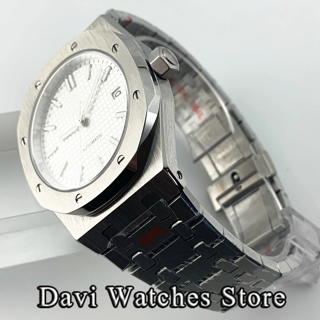 New 41mm White Dial Fashion Sapphire Glass Watch Waterproof NH35 Automatic Movement Stainless Steel Case Strap Men\'s Watch