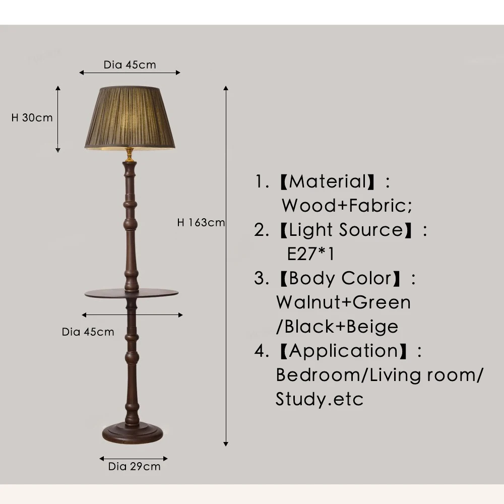 Imagem -05 - Lâmpada de Assoalho de Madeira Sólida Retro Americana Luzes de Suporte de Atmosfera de Noz Decoração de Casa Mesa de Sofá Sala de Estar Canto do Quarto E27