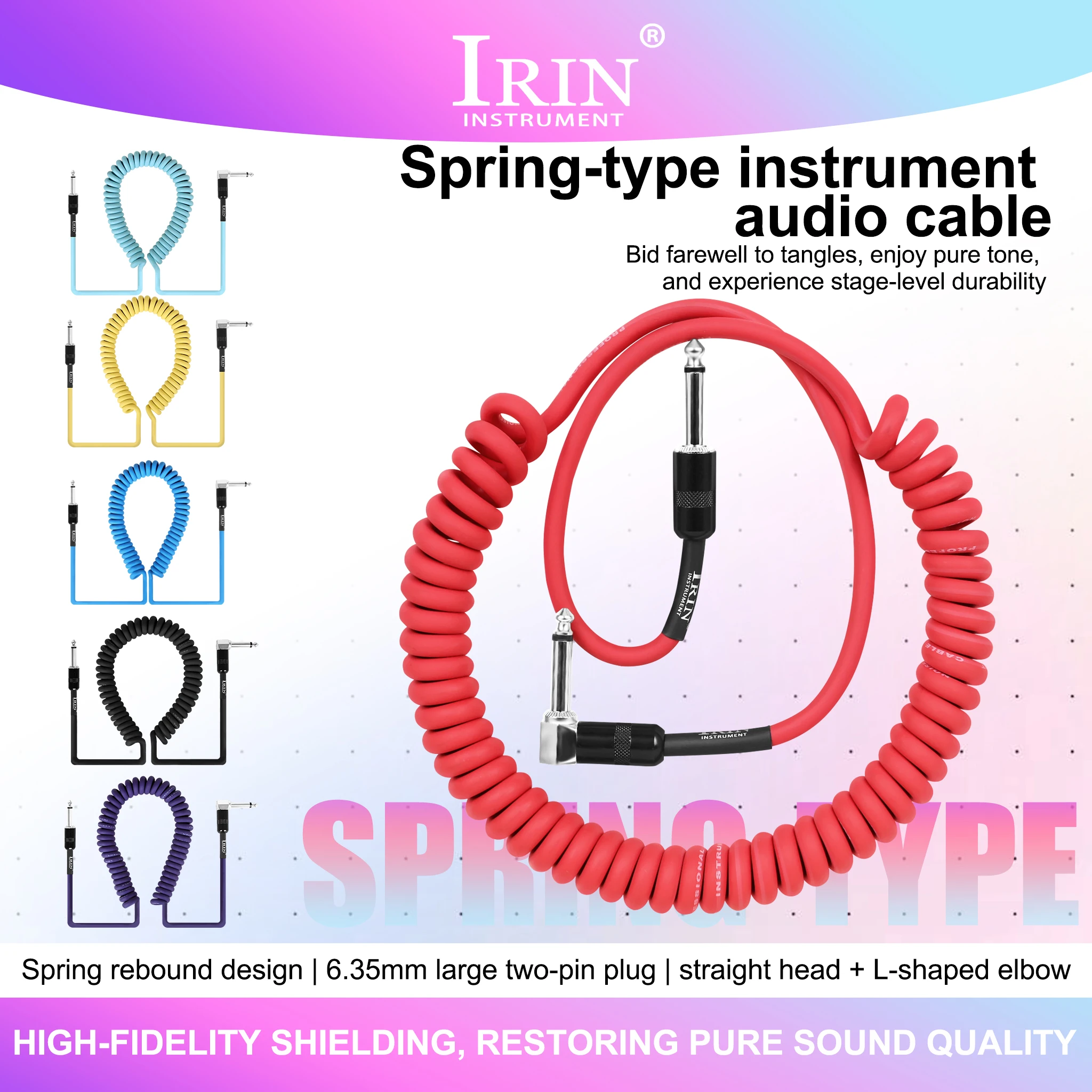 IRIN 3M Spiral-Gitarrenkabel – PE-Rauschunterdrückendes, abgeschirmtes Instrumentenkabel für Übung, Proben und Live-Auftritte – Detail 2