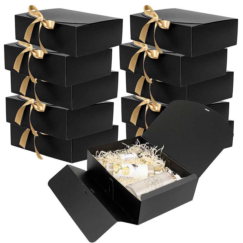 Nueva caja de cartón de regalo todo en uno de 3 uds con cinta de lazo perfecta para fiestas, bodas, cumpleaños, vacaciones, almacenamiento de galletas y dulces