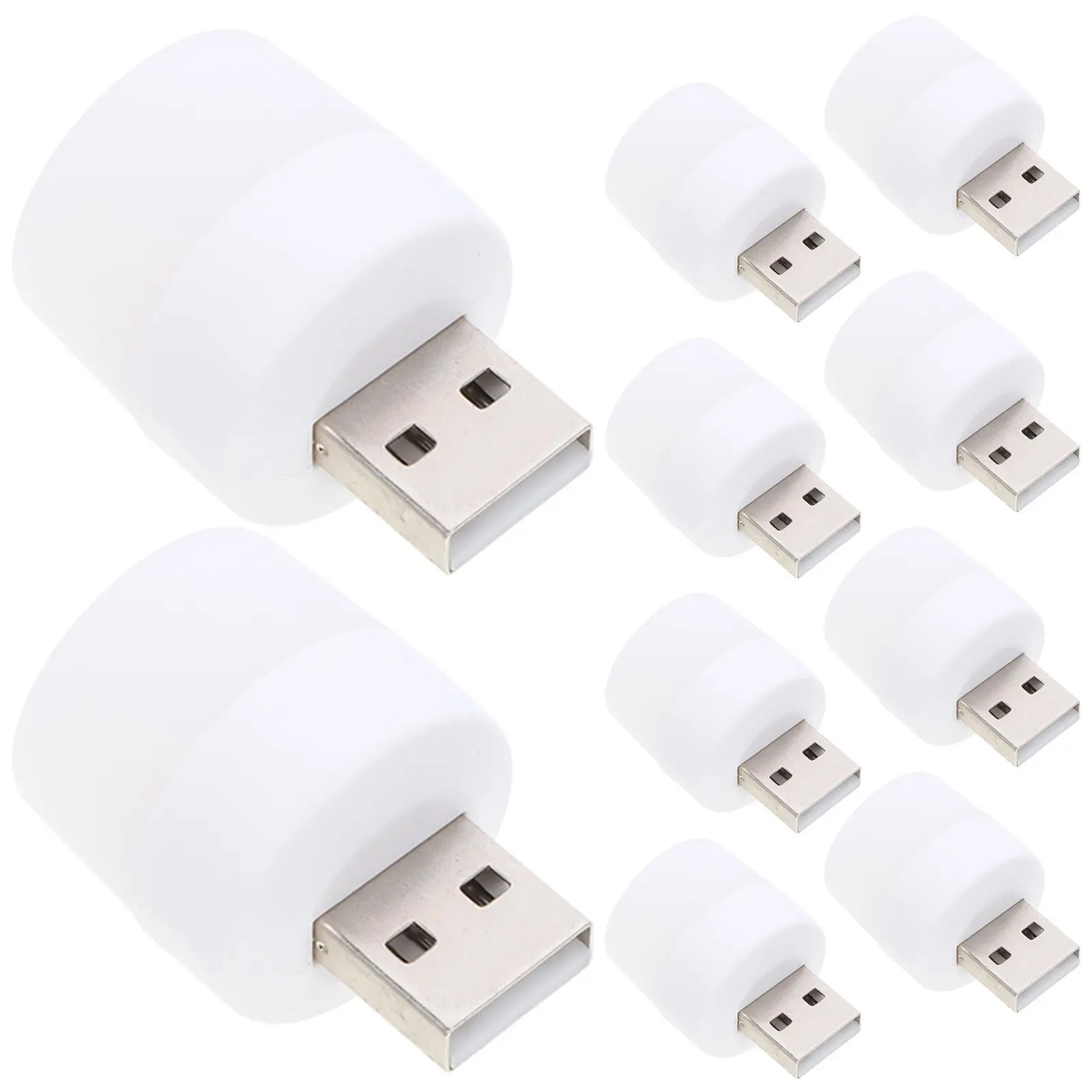 10Pcs Mini USB Night Light Portable LED Lamp for Car Interior Laptop Desk Ambient Lighting High Durability Plastic Housing
