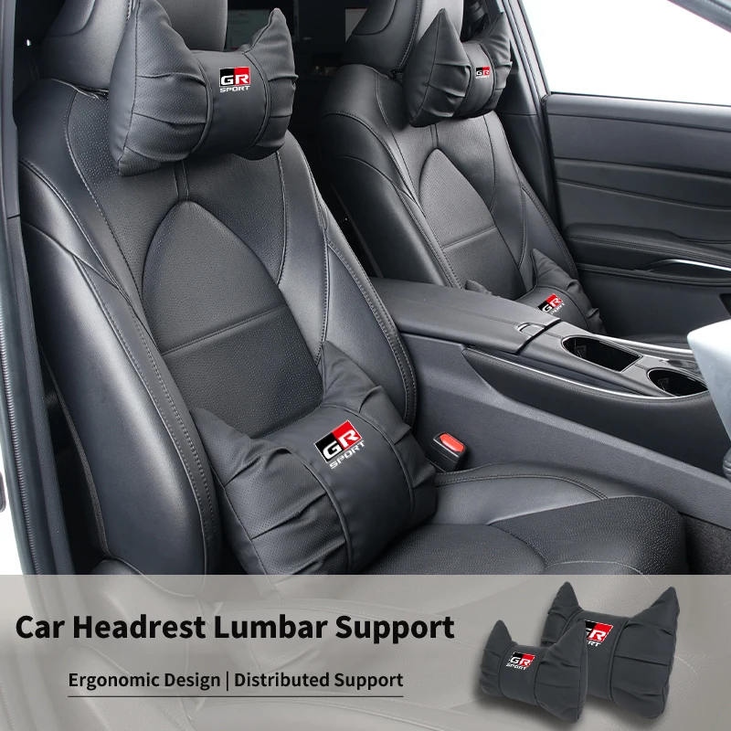 Car Seat Headrest Lumbar Support Waist Cushion Neck Pillow Accessories For Toyota Crown GR Corolla YARIS L Auris C-HR Hilux Vios