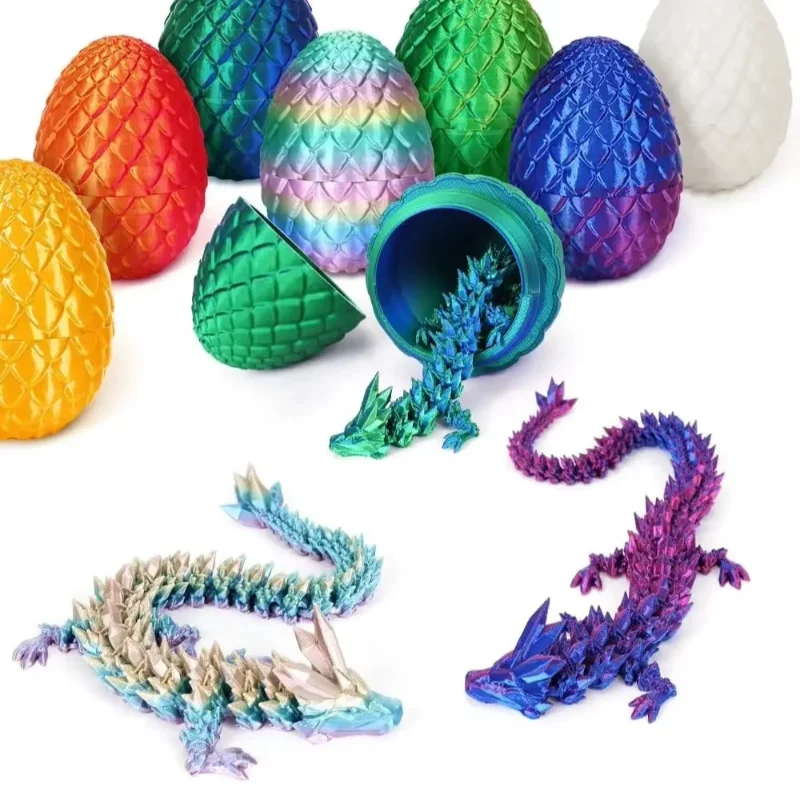 

3D Printed Dragon Egg with Dragon Full Articulated Dragon Modle Movable Rotatable Articulated Desktop Ornament Collecting Toys
