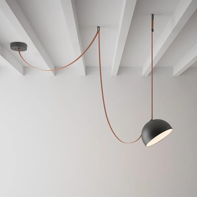 Imagem -03 - Nordic Faça Você Mesmo Long Belt Pendant Light Art Deco Belt Laranja Lustre Pendurado Lâmpadas para Sala de Jantar Designer Quarto Lâmpada Pingente