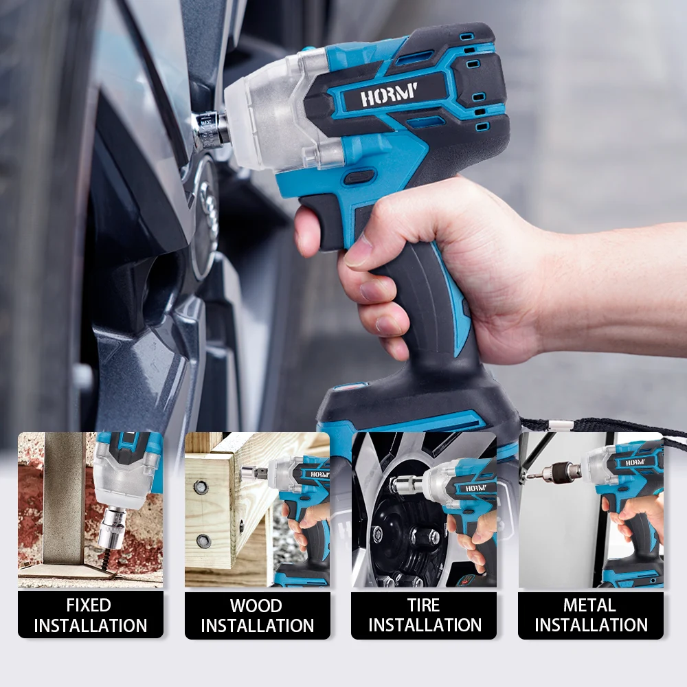 Hormy Brushless Electric Wrench Impact Wrench 1/4 1/2 280N.m for Makita 18V Battery Hand Drill Cordless Impact Wrench Power Tool