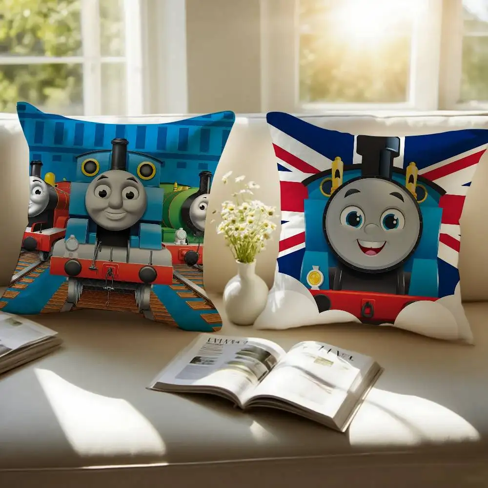 غطاء وسادة مربع من توماس ذا تراين، غطاء وسادة مضاد للغبار، سحاب غير مرئي، غطاء وسادة أريكة قطيفة قصيرة حريرية