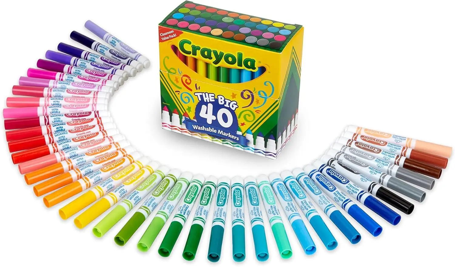 

Washable Markers 40ct Broad Line for Kids Coloring Art Projects Gift Ages 3+