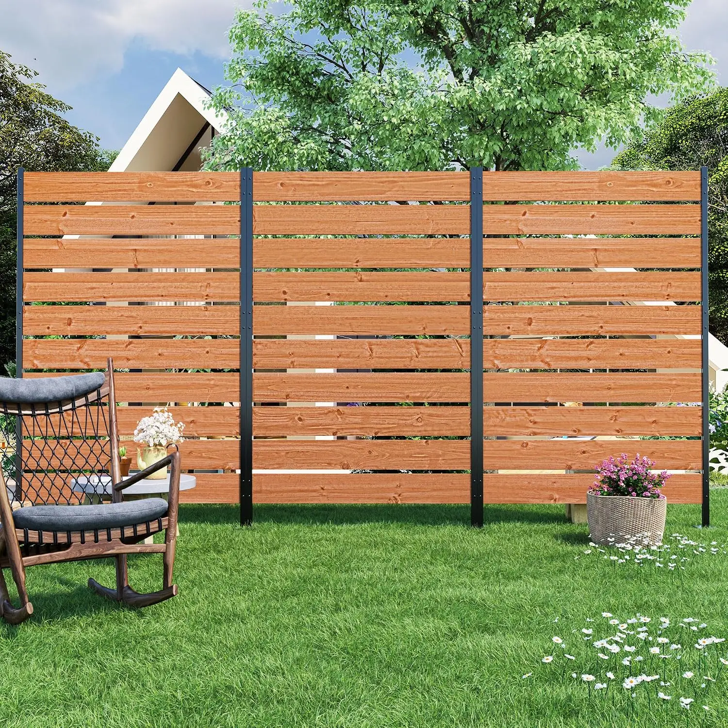 Modern Shade 5x3 Privacy Fence Panels, Cedar Wood Privacy Screen for Patio