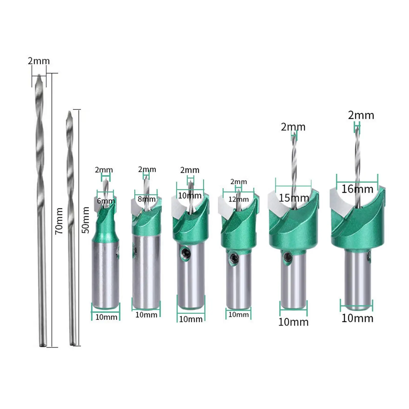 Herramienta de carpintería esférica de carburo cementado, herramienta de mano con 2 brocas centrales, cortador de fresado de bolas de cuentas para nudos Deft, 6 piezas