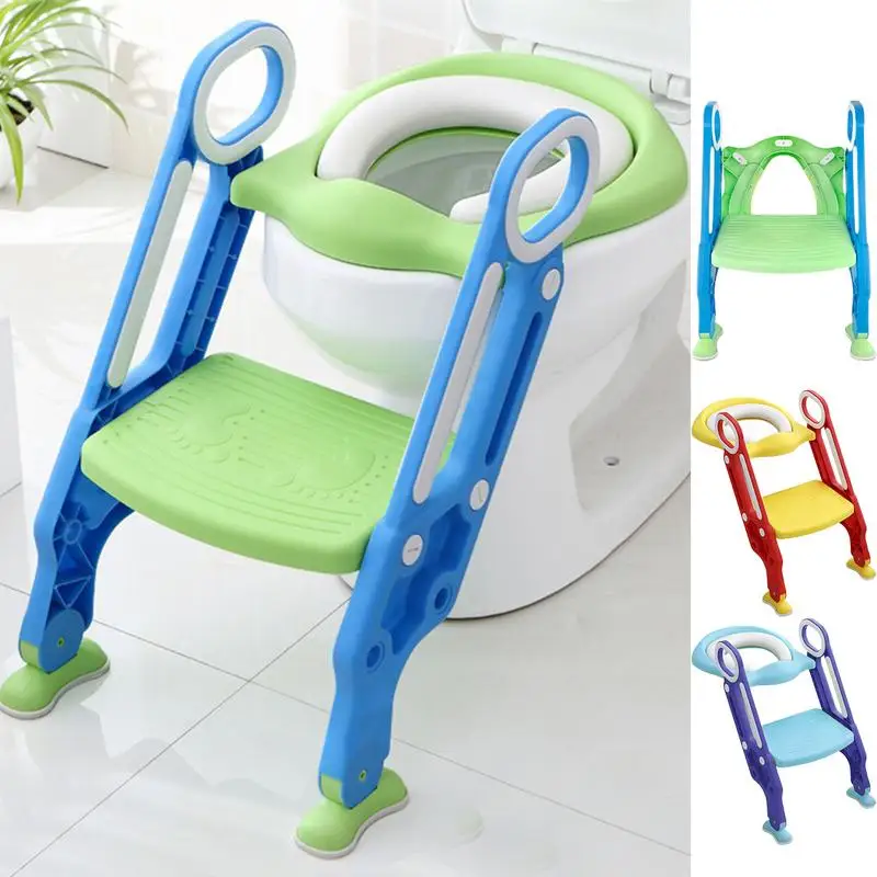 Children\'s Potty Baby Toilet Seat With Adjustable Ladder Children Toilet Training Folding Seat Kids Potty Training Seat