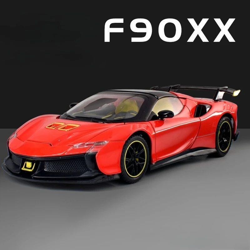 

1:24 SF90XX Sports Car Alloy Model Diecast Metal Miniature Model Car Sound＆Light Children Toy Car Vehicles Gifts
