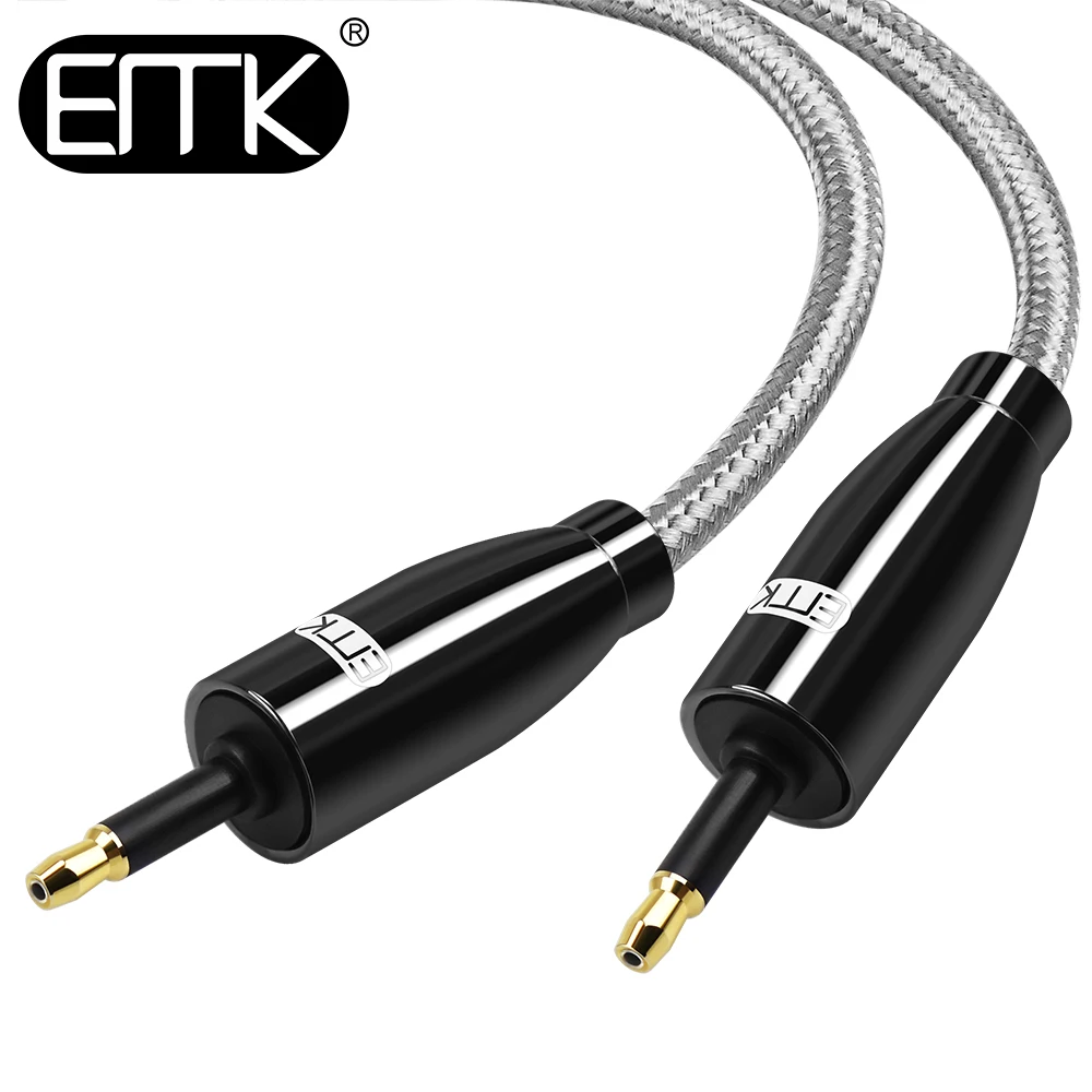 EMK kabel optyczny 3.5 Mini Toslink do kabla Toslink cyfrowy optyczny przewód Audio światłowodowy SPDIF toslink 3.5 do 3.5 kabla Audio 1m 2m