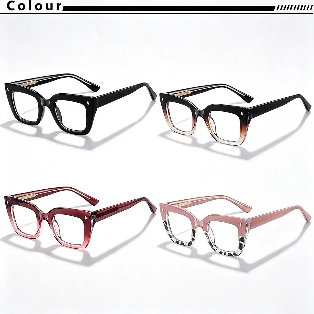 CATERSIDE Modische Damen-Katzenaugen-Brille mit Flachglas, Tr-90, Quadratischer Dicker Rahmen, Blaulichtfilter-Brille für Büro und Freizeit – Detail 3