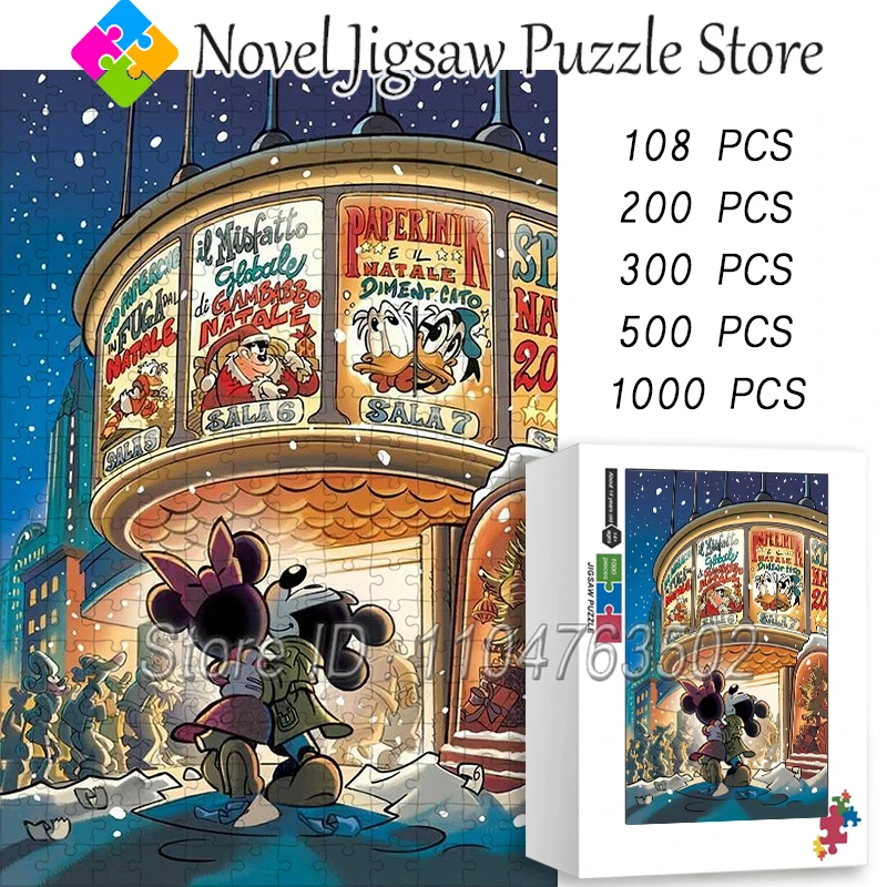 

Disney Mickey and Minnie Jigsaw Puzzle 108/200/300/500/1000 Pieces Cartoon Puzzles Children Adult Handmade Toys Home Decoration