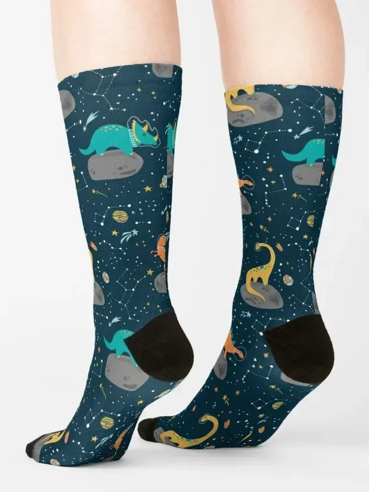 Dinosaurs Floating on an Asteroid Socks funny gifts professional running essential hiphop Ladies Socks Men's