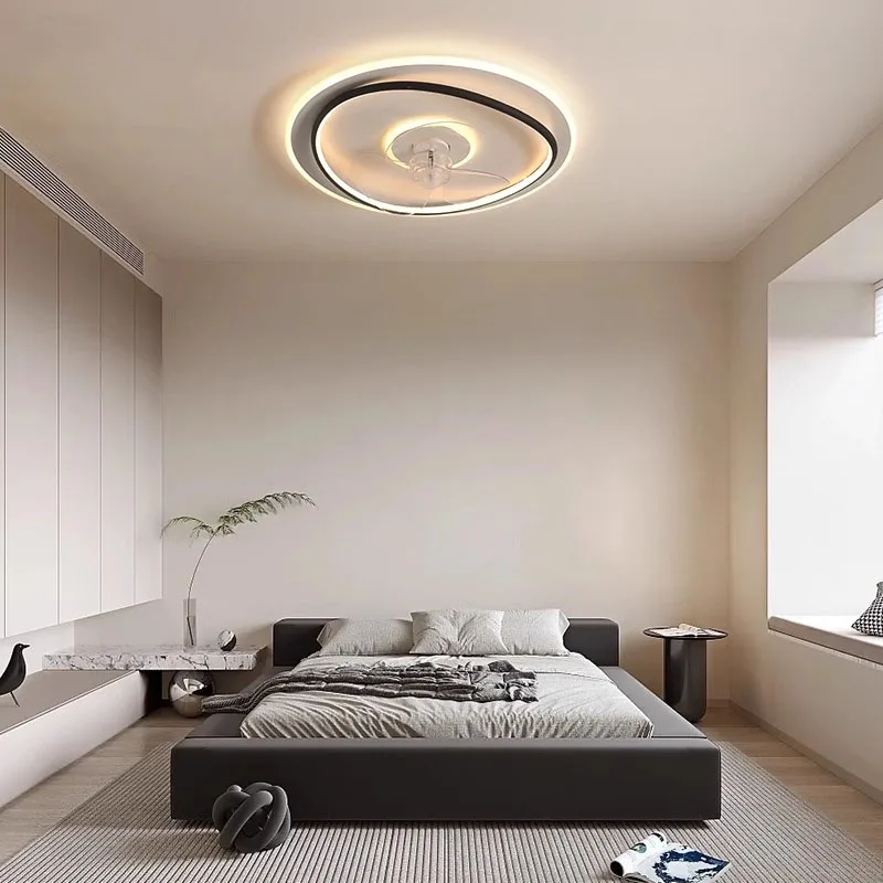 Modern LED Ceiling Fan Light Remote Control with Infinite Dimming 6-speed Fan Lamp Bedroom Living Dining Room Home Electric Fans