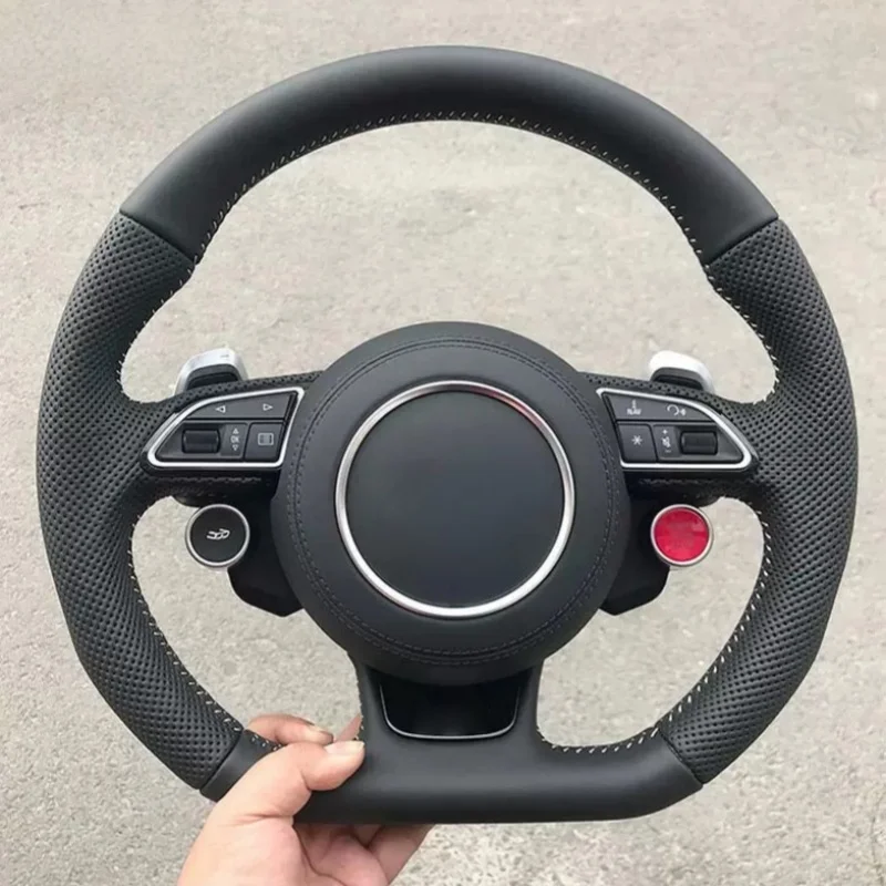 Customize For Audi A38V A4 A5 A6 C6 A7 A8 C7 C8 A8 S3 S4 S5 S6 B8 Rs3 Rs5 Rs6 Full Perforated Leather Steering Wheel High qualit