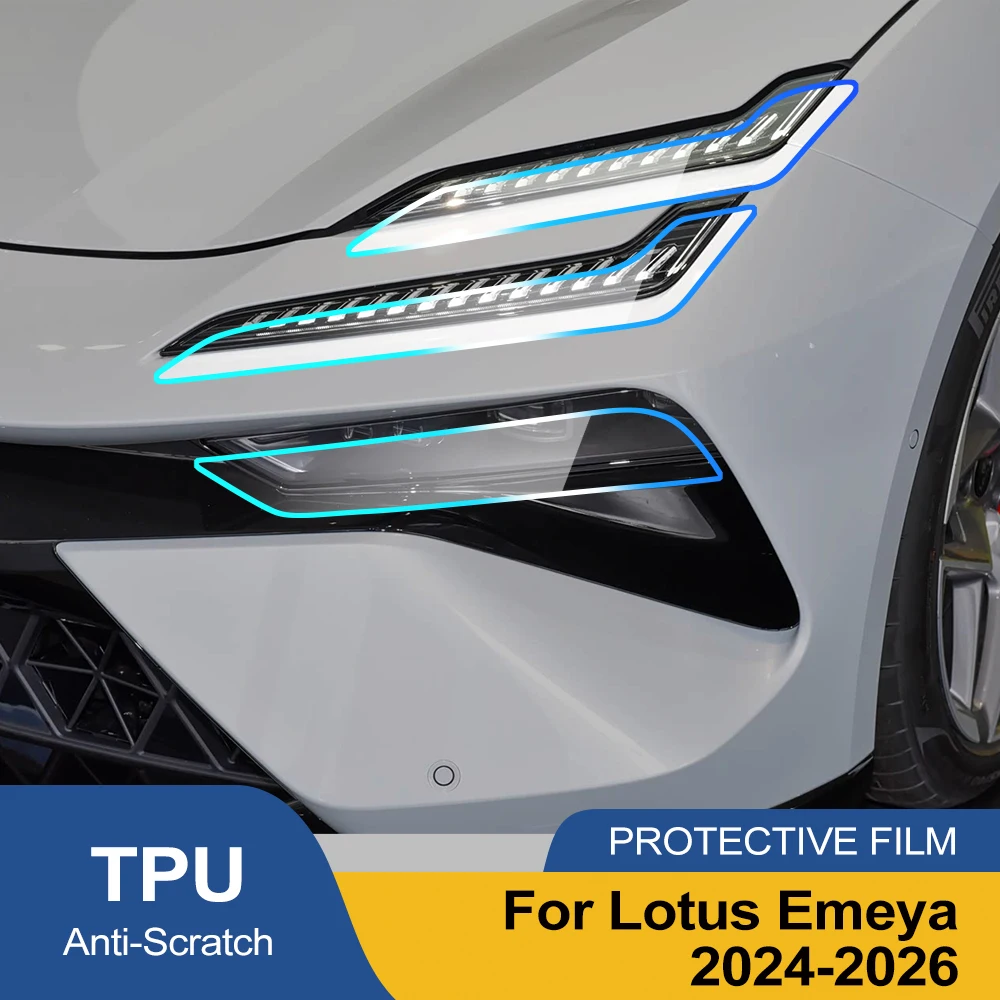 

High Gloss Smoke Black Pre-Cut Headlight Protection Film For Lotus Emeya 2024-2026 TPU PPF Kit Anti-Scratch Vinyl Wrap Cover