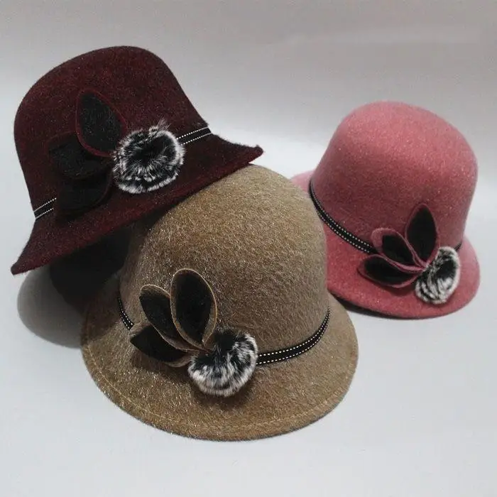 

Fashion Fedoras Cap Jazz Cap Women Dome Hat Bowler Dome Hat Vintage Elegant Wool Ladies Church Cap Winter Autumn Wool Ladies Hat
