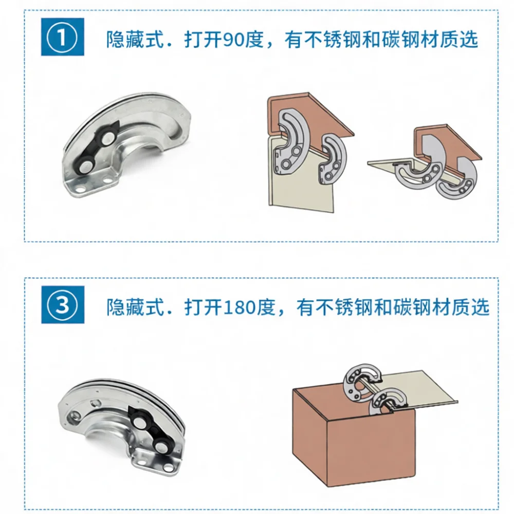 Premium Concealed Sliding Hinge For Cabinet Door Hardware Carbon Steel Pivot Hidden Installation Furniture Fittings 90 180