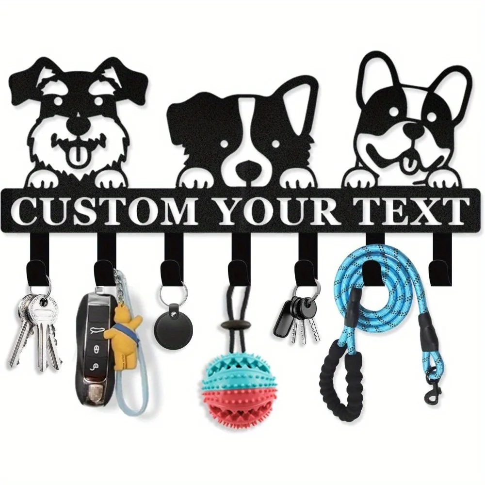 Custom Dog Leash Holder Wall Mount Organizer Rack for Leash Collar Harness Keys Outdoor Stuffs Storage Gift for Dog Lovers