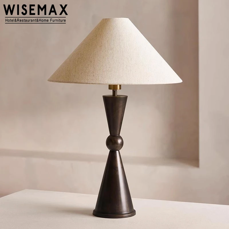 

WISEMAX FURNITURE Modern Classical Bedroom Bedside Night Light Lamps Living Room Desk Art Wooden Base Table Lamp for Home Decor
