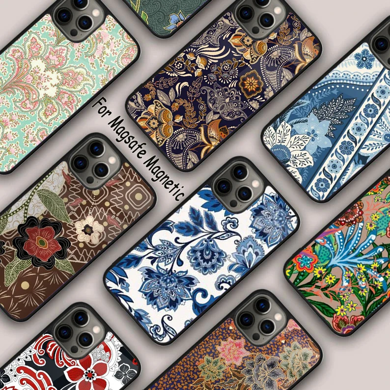 Colorful Batik Pattern Magnetic Phone Case For APPLE iPhone 16 14 13 12 11 Pro Max 15 Plus Wireless Charge With MagSafe Cover