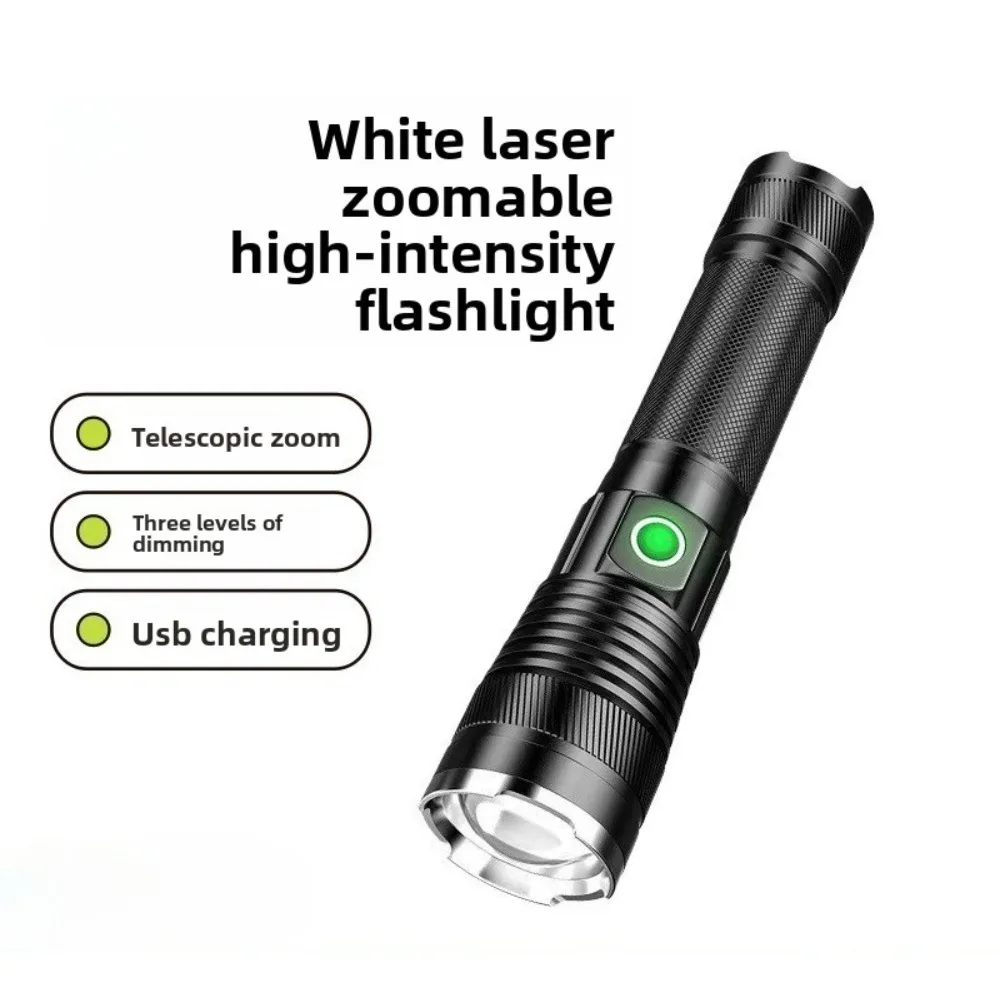 

High-Power White Laser Flashlight, Zoomable Aluminum Alloy Tactical Torch - Type-C Rechargeable with Large Capacity Battery