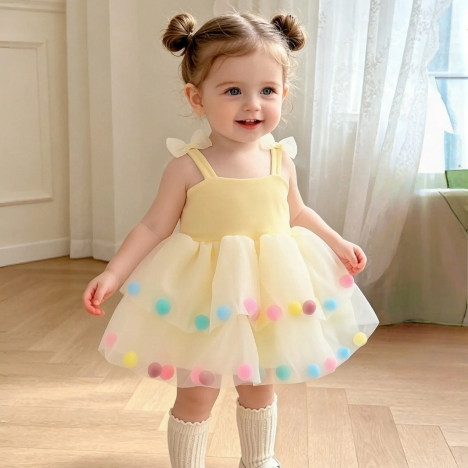 Cute Baby Birthday Princess Dress Baby Girl Summer Dress Sweet Camisole Mesh Tutu Dress Girl's Evening Dress Children's Clothing