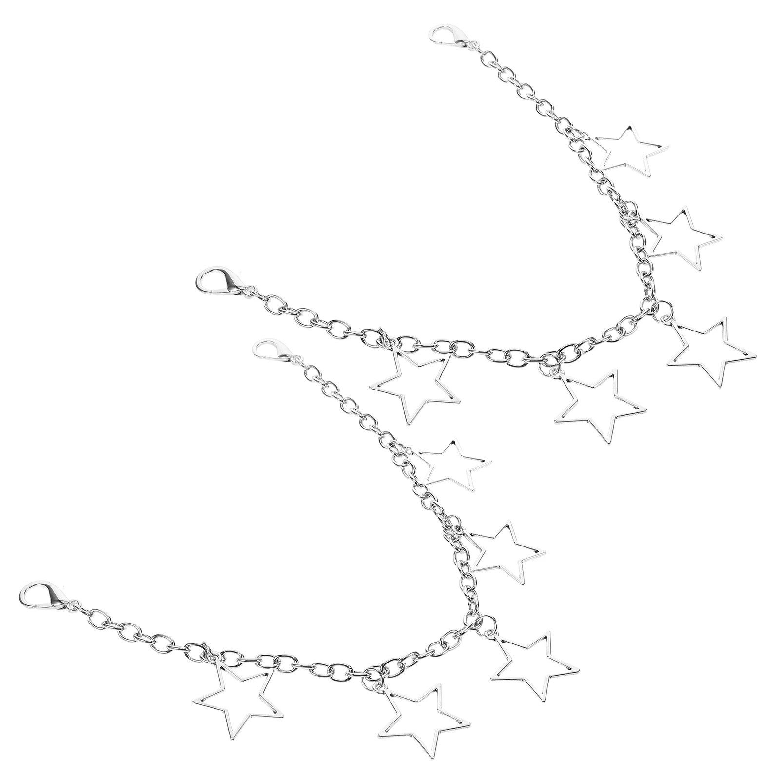 

2Pcs Five-pointed Star Shoe Chain Hollow Pendant Zinc Alloy Chains for Women Boots Sneakers Accessories Decorative Charm