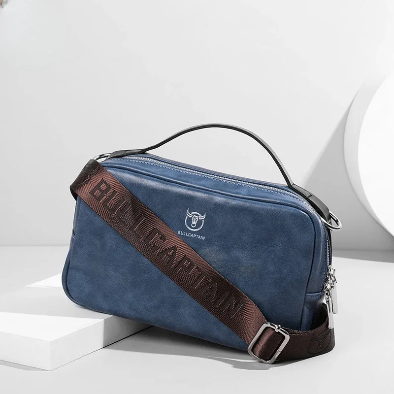 Bolsa de ombro transversal impermeável masculina, bolsa de peito masculina, couro macio PU, casual horizontal, laptop de 8"