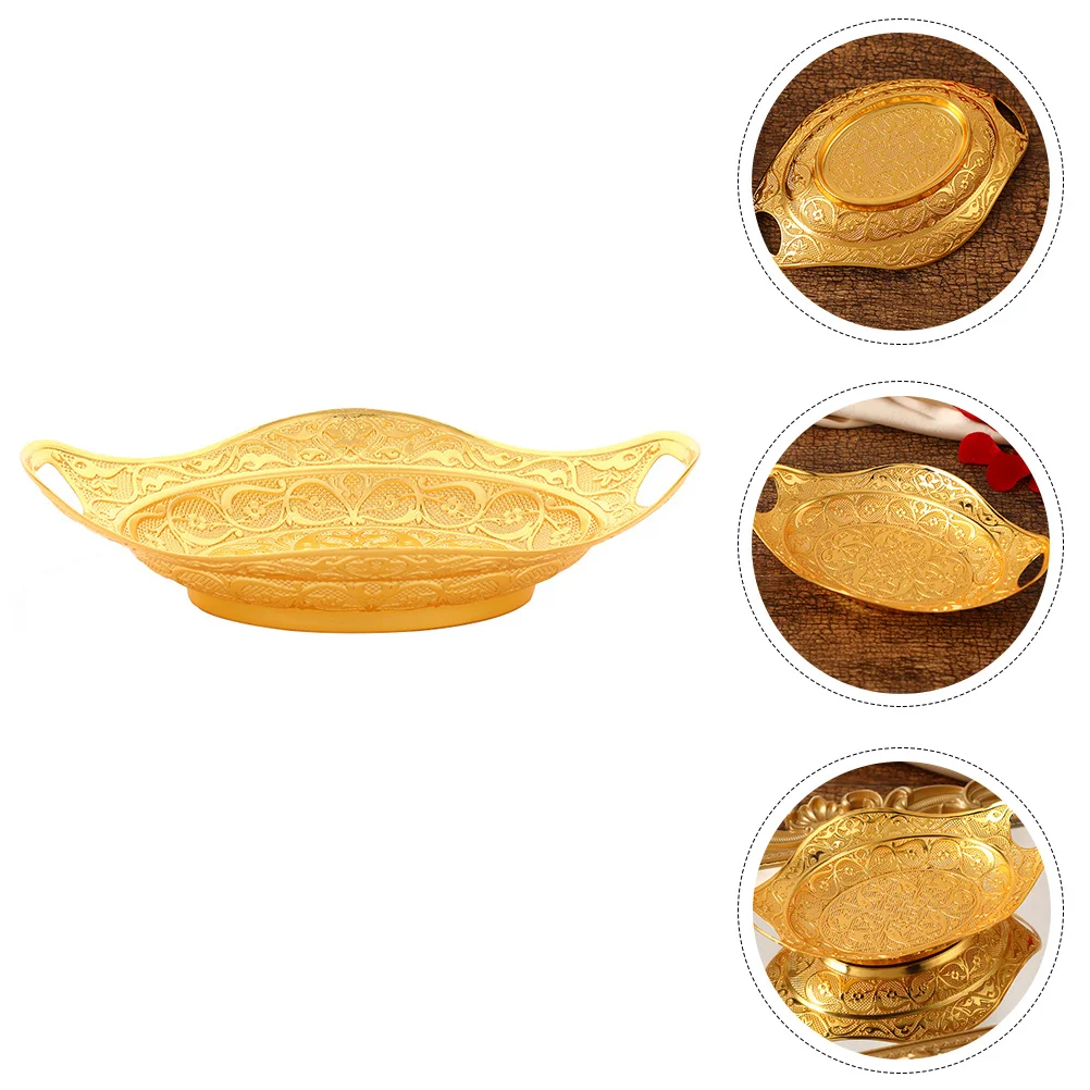 

European Style Fruit Plate Golden Color Chic Tray for Party Wedding Dessert Candy Serving Decorative Food Storage Tray