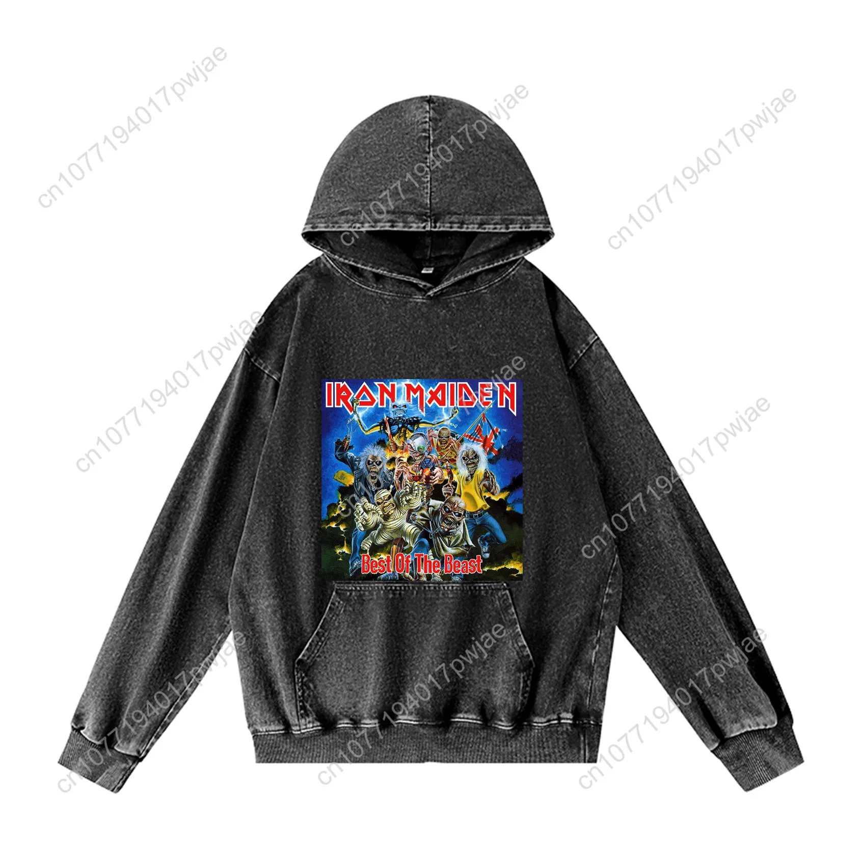 I-iron m-maidens Rock Band sweat à capuche hommes femme Vintage pull sweat avec poche surdimensionné haut personnalisé