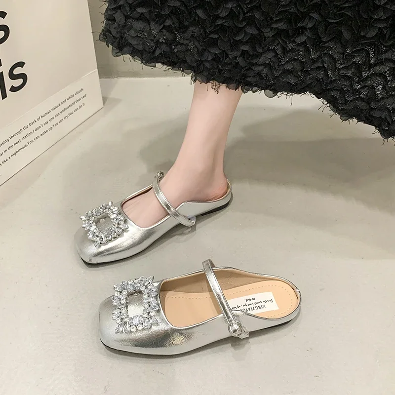 2024 High Quality Fashion Ladies Shoes Casual Comfortable Soft Sole Flats Spring Solid Color Non-slip Rhinestone Women's Shoes