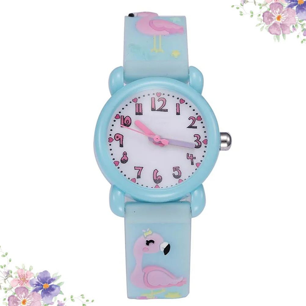 1Pcs Children's Wrist Watch Cute Flamingo Pattern 3D Creative Waterproof Fashion Kids Timepiece Sky- Watch