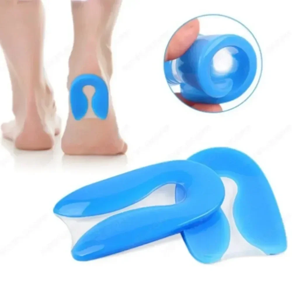 1 paio di cuscinetti per tallone in Gel di Silicone sollievo dal dolore al piede inserti per cuscino del tallone a forma di U per scarpe protezione