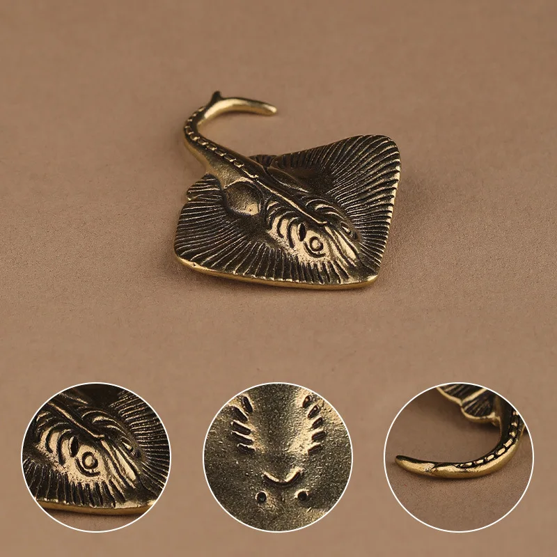 

Creative Crafts Home Decoration Brass Devil Fish Small Accessories Ocean Manta Ray Animal Tea Pet Desk Decor Copper Figurines