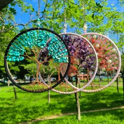 1 Pc Tree of Life Crystal Wall Pendant Natural Stones Amethyst Lapis lazuli Citrine Rose Quartz